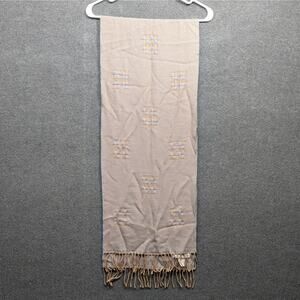 Caterina De' Medici Wool Scarf Fringe Made Italy Tan Blue Designer Classy Chic